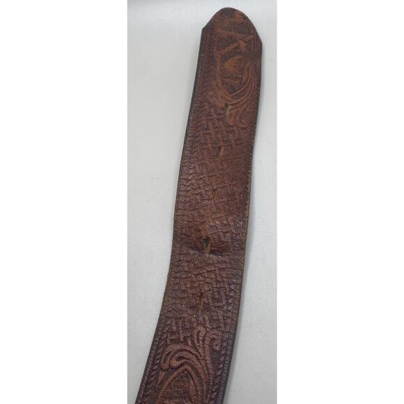 Top Grain Cowhide Brown Hunting scene Western Belt Made in Texas USA 44/110 - Picture 7 of 9